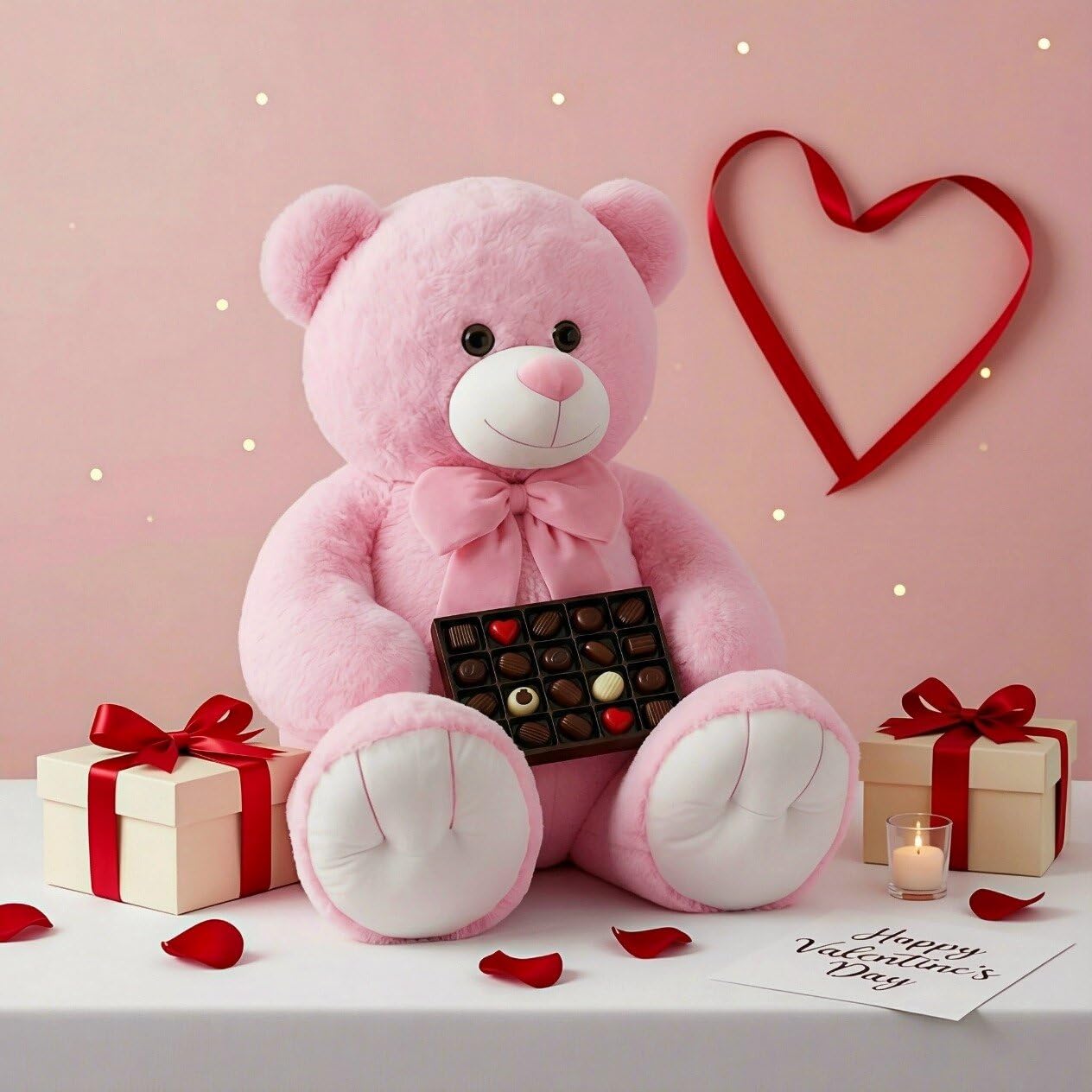MaoGoLan Giant 59" Teddy Bear Stuffed Animal, Cuddly Large Classic Teddy Bear Plush Toy Valentines Day Gift for Girlfriend Boyfriend Kid, 5ft Pink Stuffed Animal for Birthday Gift Baby Shower Decor