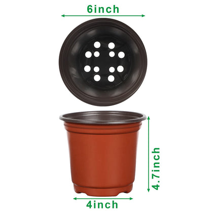 Augshy 40 Pcs 6" Plastic Plant Nursery Seed Starting Pots for Indoor Outdoor Succulent Seedling Cutting Transplanting