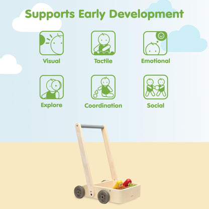 PlanToys® Musical Bird Walker Wooden Push Toy with Sound | Montessori Developmental Activity for Balance, Rhythm & Coordination | Eco-Friendly Educational Toy for Early Learning