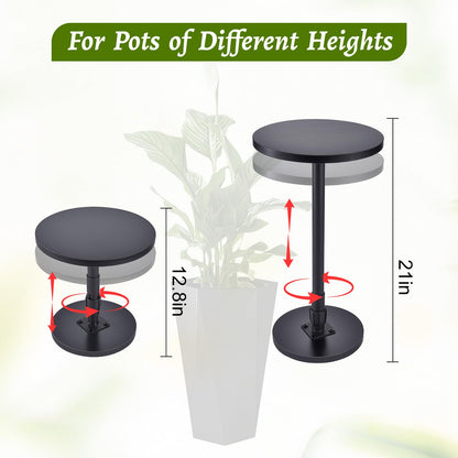 Decivems Adjustable Large Plant Riser for Indoor/Outdoor Pots 12.8-21" Universal Plant Stand with 6/8/10" Base, Fits 8/10/12 Inch Round/Square Planters