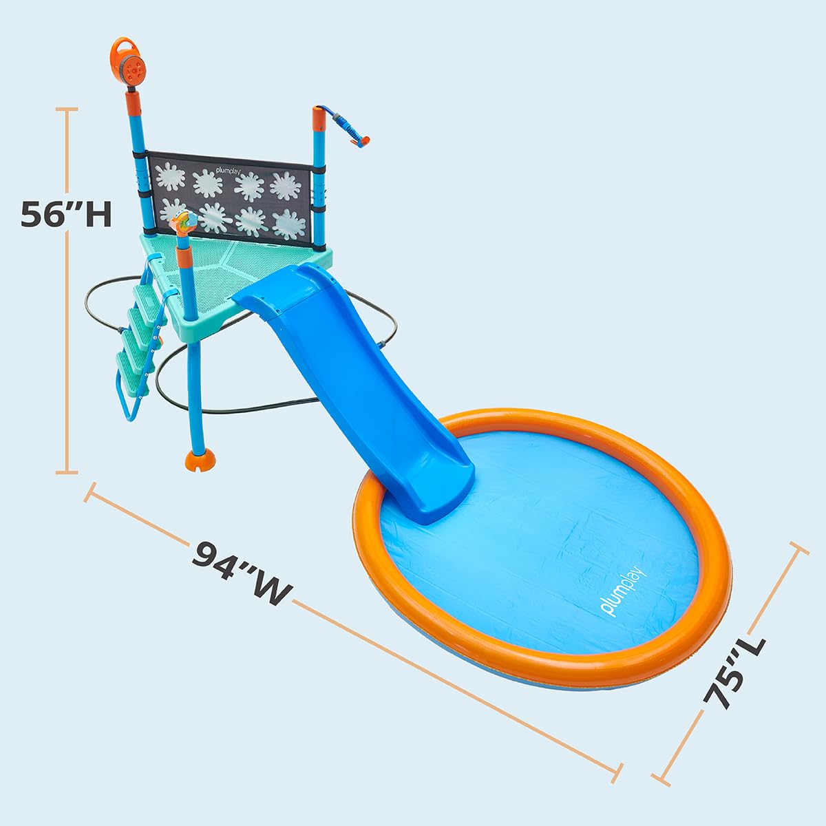 Plum Play Kids Splash Pad Station Water Slide Play Equipment - Outdoor Toddler Water Toys, Sprinkler Pool for Kids, Fun Backyard Water Park with Bubble Blower, Water Reveal Coloring Wall Ages 3 Years+