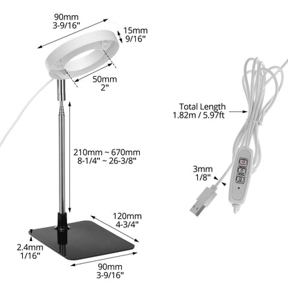 QWORK Grow Lights for Indoor Plants, 3 Pack Full Spectrum LED Desk Grow Lamp, 7-25 in Adjustable Height, Auto Timer 2/4/8H, 4 Dimmable Levels, USB Powered