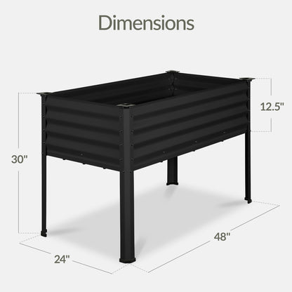 Best Choice Products 48x24x30in Galvanized Raised Garden Bed, Metal Elevated Planter Box, Vegetable Garden for Backyard, Patio, Balcony, 100% Non Toxic Materials - Black
