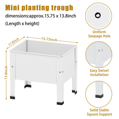 aboxoo 14 inch Planter Raised Garden Bed with Legs Outdoor Metal Small White Planter Box Elevated Garden Bed for Vegetables Flower Herb Patio