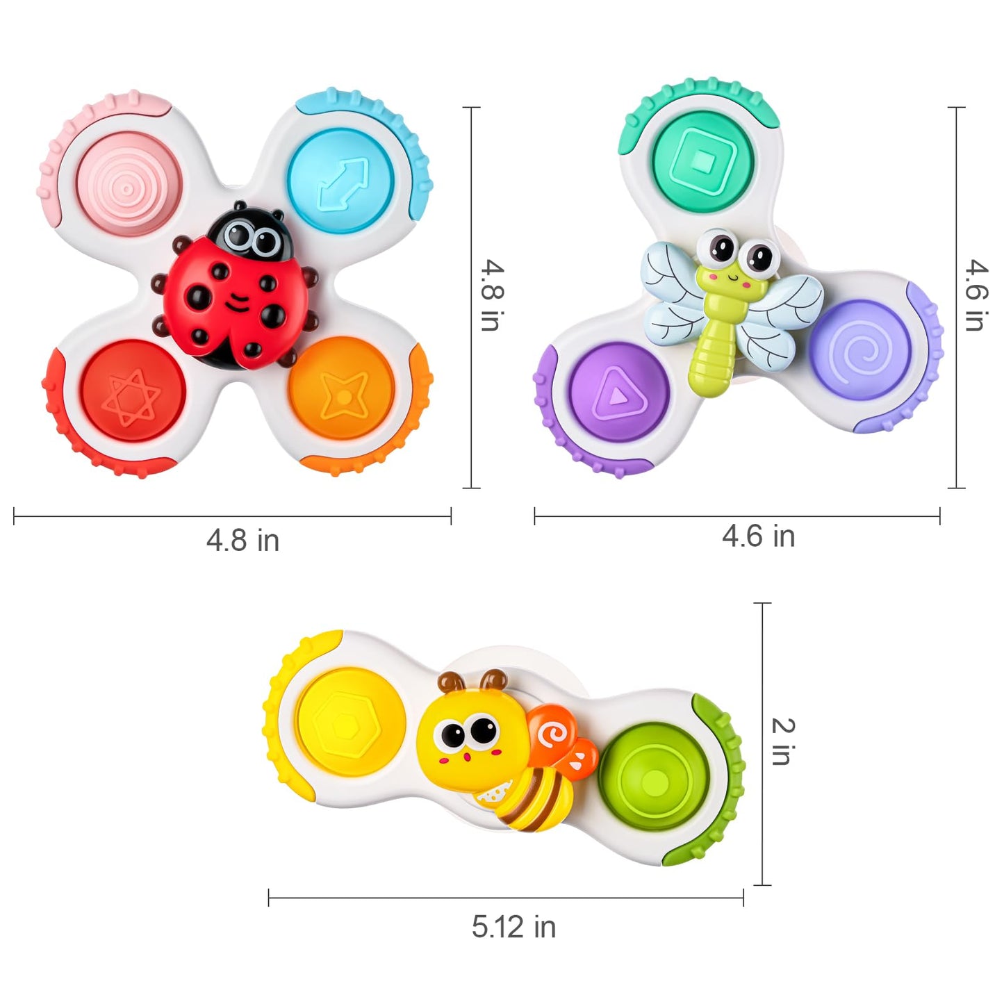 ALASOU 3PCS Pop Suction Cup Spinner Sensory Airplane Travel Toys for 1 Year Old Boy Girl Infant Toddlers|Novelty Spinning Tops 12 18 Months|1 2 Year Old Boy Birthday Gift|Baby Bath Toy Kids Ages 1-3