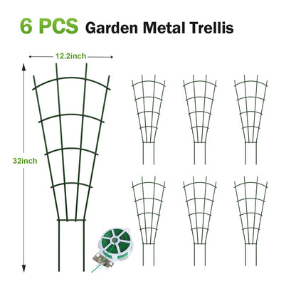 DOLEMODUO 6-Pack Metal Trellis for Potted Plants, 32" Heavy Duty Garden Trellis for Climbing Plants, Rustproof Powder Coated Indoor/Outdoor Trellis for Climbing Vines, Flowers, Houseplants
