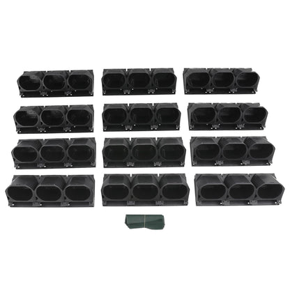 DouSeiAi Wall Mounted Vertical Garden Planter with 36 Pots, Indoor & Outdoor Stackable Wall Planter System for Flowers, Herbs, Vegetables, Space-Saving Living Wall for Home, Balcony, Yard