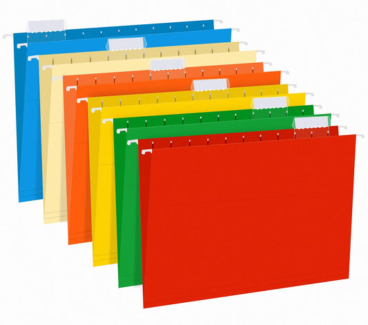 Hanging File Folders, RAZCC 30 Pack Reinforced Hanging Folders Letter Size, Designed for Bulky Files, Filing Cabinet, Adjustable Tabs, Assorted Colors
