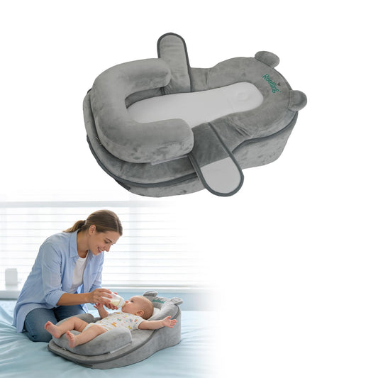 XFaa Rootling Baby Feeding Pillow, Anti Overflow Feeding Pillow for Reducing Spit-Up, Safety Nursing Pillow, Baby Lounger Reflux Wedge Breastfeeding, Removable top and Bottom