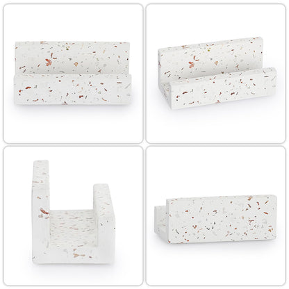 Hipiwe Business Card Holder for Desk Terrazzo Business Card Display Stand Desktop Cards Display Stand for Women Men Concrete Business Card Stand Organizer for Office