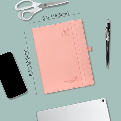 POPRUN Planner 2026-2027, 6.5" x 8.5", Academic Planner 2026-2027 Weekly and Monthly (July 26-June 27) Hourly Appointment Book with Inner Pockets, Leather Soft Cover, 100GSM - Burgundy