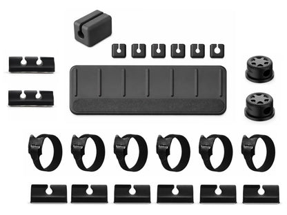 Magnetic Cable Organizer Kit (17-Piece) – Desk Cable Management Set with Magnetic Base & Adhesive Clips – Holds 6 Cables – Reusable Cable Ties for Office, Home & Gaming Setup