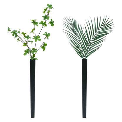 Wood Wall Planter Set of 2, Wooden Wall Art Decor for Hydroponics Plants, Dried Flowers, Faux Greenery, Modern Farmhouse Indoor Wood Hanging Vase for Living Room, Bedroom, Bathroom (Black)