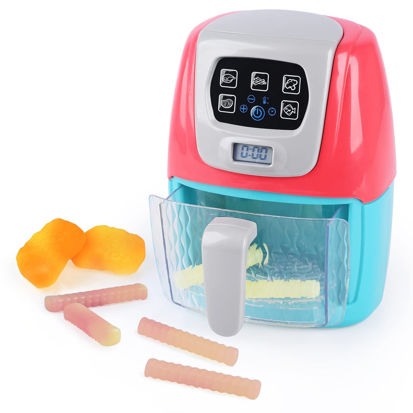 Toy Air Fryer for Kids, Kids Play Kitchen Playset Accessories, Chefs Pretend Kitchen Appliance Toys Oven w/Light, Sound, Play Food Grill Cooking Utensils for Boys Girls Toddlers 2+