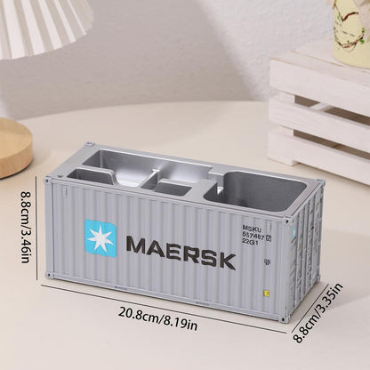Desk Organizer Office Supplies Multi-function Shipping Container Storage Box Pen/Pencil,Business Name Cards Remote Control Holder Gray, Pen and Pencil Shipping Container Style Holders (Grey)