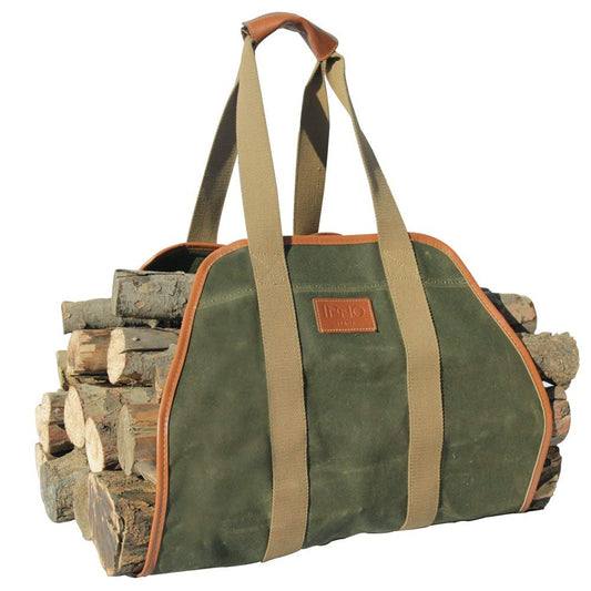 INNO STAGE Firewood Carrier Firewood Bag Heavy Duty Waxed Canvas Log Carrier Tote for Firewood, Large Fire Wood Sling Carrier with Handles for Easy Transport Carrying and Wood Stove Accessories