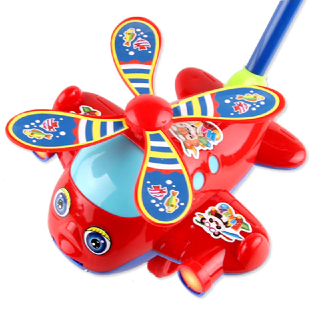 Push Along Toys Baby Pushing Airplane Toy with Long Handle Walking Toy for Toddlers Push Along Airplane, Baby Walking, Pull, Flying Toys