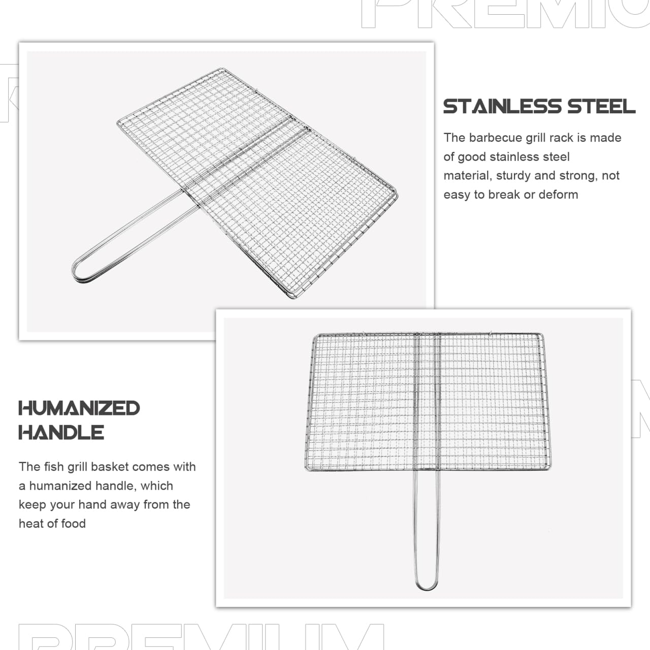 BESPORTBLE Fish Grill Basket, Fish Grilling Basket for Outdoor Stainless Steel Folding Grill Accessories Grill Basket for Bar Camping Picnics Parties
