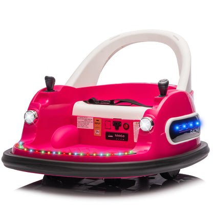 AOKOY Bumper Car for Kids, 12V Kids Ride On Toy with Parent Remote Control, Baby Electric Bumping Car w/ 360 Degree Spin, LED Lights, Rose Pink