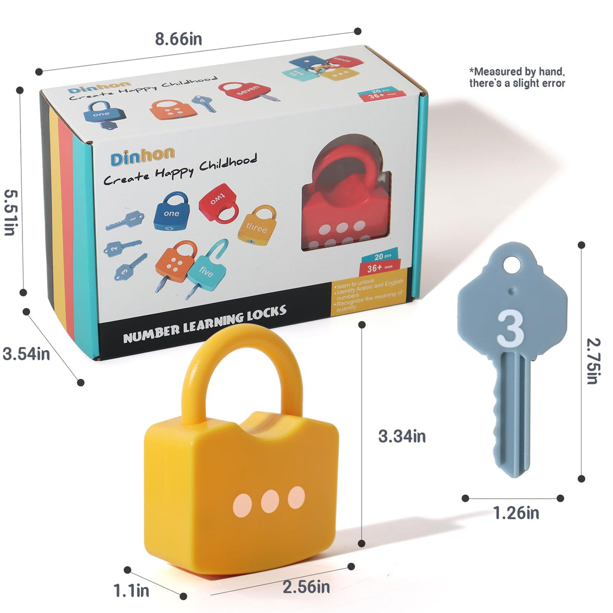 Dinhon Kids Learning Locks with Keys Numbers Matching & Counting Montessori Educational Toys for Ages 3 4 5 Boys and Girls Preschool Games Gifts