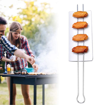 CYTGOUPER 6 Pcs Metal Skewers for kabobs, 12inch BBQ U-Shaped Telescopic Barbecue Skewers,Double Pronged Design Chicken Skewers BBQ Grill Set for BBQ Cookouts Picnic Camping Oven