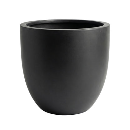 DTY Mount Yale 15.7" D x 15" H (Pot Opening 12.2") Fiberstone Planter with Drainage Hole, Weather Resistant for Indoor and Outdoor, 2 Extra Coco Mats - Black, Medium