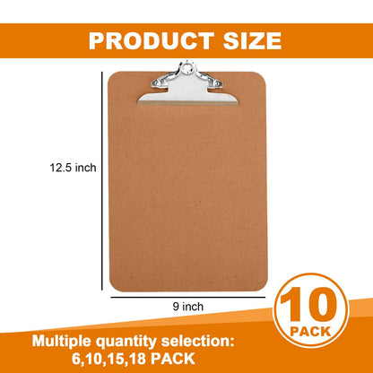 HERKKA 10 Pack Hardboard Office Clipboards - A4 Letter Size, ECO Friendly
