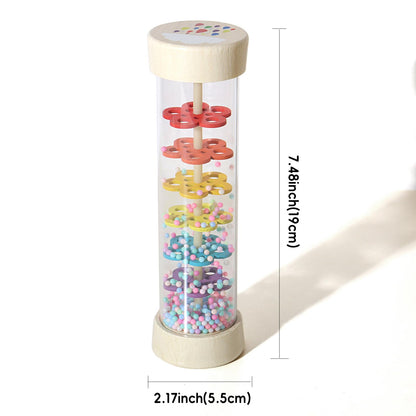 7 Inch Wooden Rain Stick Montessori Toys for Babies 6-12 Months, Baby Sensory Rattle Shaker Developmental Toy, Raindrops Musical Instrument for 0-6 6-18 Month Infants Toddlers