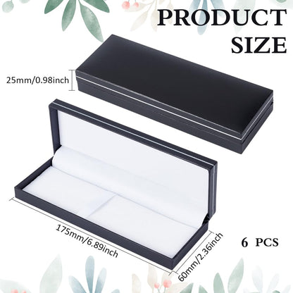 BENECREAT 6 Pcs Black Pen Gift Box, 6.9x2.3x1 Inch PU Leather Penbox, Empty Long Fountain Pen Box for Packaging, Back to School Season, Graduation Season, Office Supplies