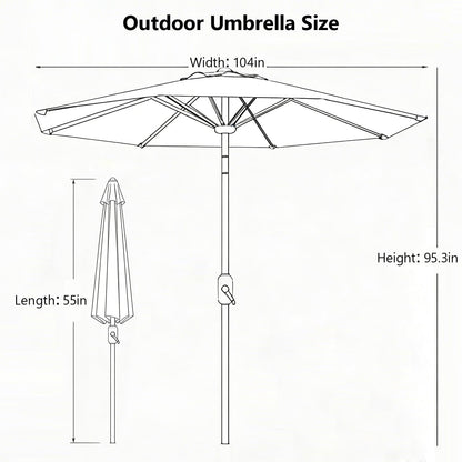 MAKE CHANGES 9FT Outdoor Patio Umbrella with Tilt & Crank, Wind Resistant Market Umbrella, UPF 50+ Waterproof 180G Canopy for Garden, Deck, Backyard and Pool