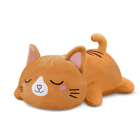 TOYSYM Weighted Stuffed Animals Cat, Orange Cat Plush with Weighted Beads, Cute Cat Plushie Pillow Gifts for Adults Kids Boys Girls 9.8inch