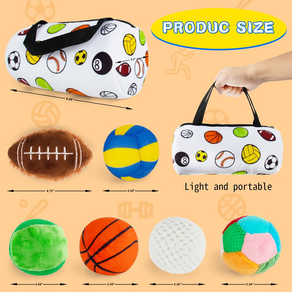 Beetoy Sensory Sports Balls for Infant Toddlers, Baby Toys for Early Education, Different Sensory Tactile Textures Balls with Rattle & Squeakers