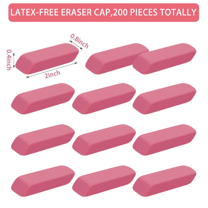 200 Pack Pink Erasers Bulk Latex-Free Soft Erasers Pencil Erasers for Students Teachers and School and Office Supplies