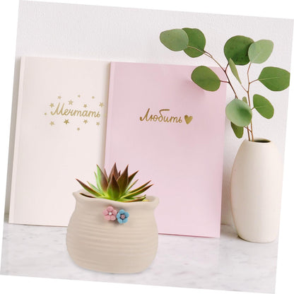 BESPORTBLE 3pcs Floral Design Succulent Planters Ceramic Flowerpots for Desktop Bright Patterned Ceramic Succulent Pots Suitable for Cactus and Plants Material