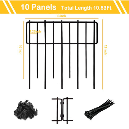 Animal Barrier Fence, 10 Pcs Upgrade 1.26 in Gap Decorative Fences No Dig Fence for Rabbits and Dog Ground Defense, Rustproof Metal Wire Garden Fence Border for Garden & Patio Landscaping