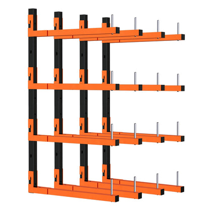 Mogbhw 4 Pack Lumber Storage Rack, Wall Mount Removable & Adjustable Lumber Rack with 8-Level Holds Up 1040 Lbs, Heavy Duty Metal Garage Wood Rack for Workshop, Basement, Indoor and Outdoor