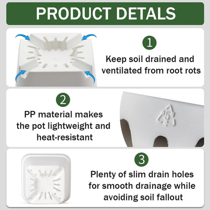 120 Pcs Nursery Pots 3.5 Inch, Plastic Seed Starting Pot with Drainage Holes, Small Sturdy Seedling pots for Planting, Cuttings (White)