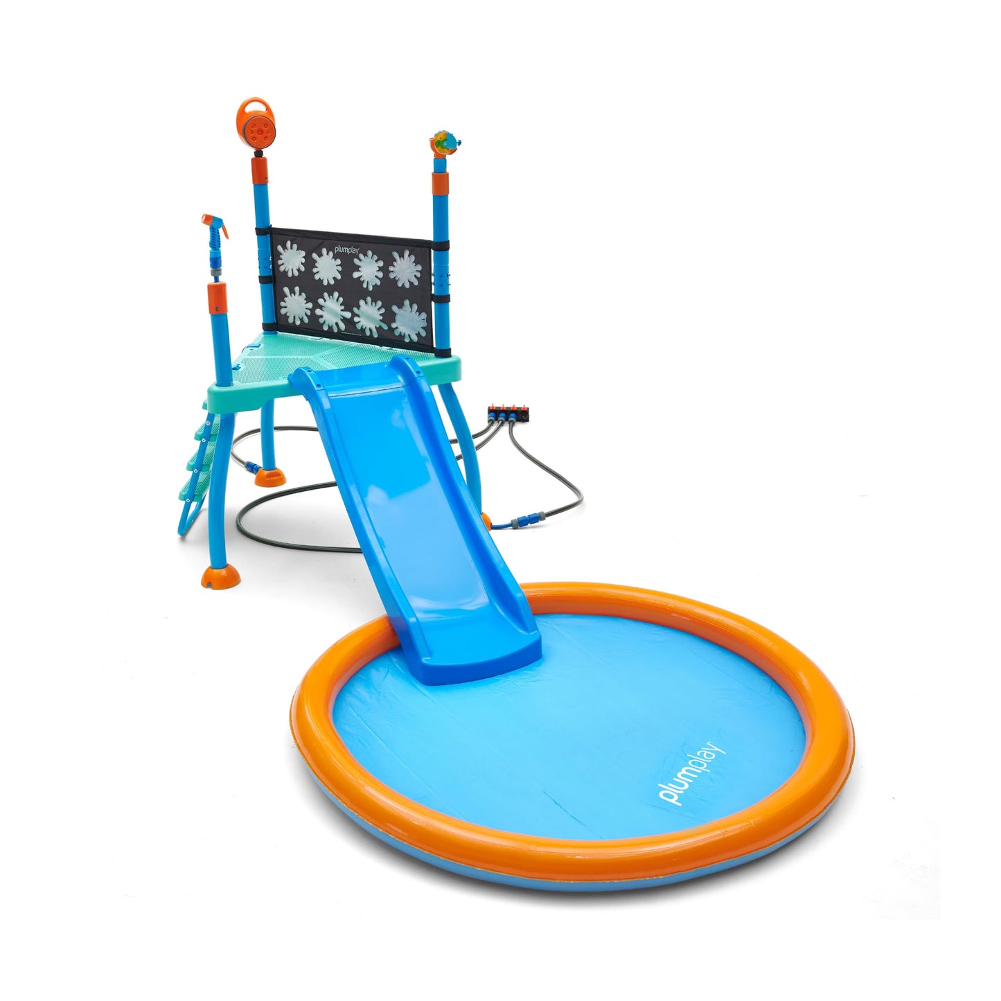 Plum Play Kids Splash Pad Station Water Slide Play Equipment - Outdoor Toddler Water Toys, Sprinkler Pool for Kids, Fun Backyard Water Park with Bubble Blower, Water Reveal Coloring Wall Ages 3 Years+