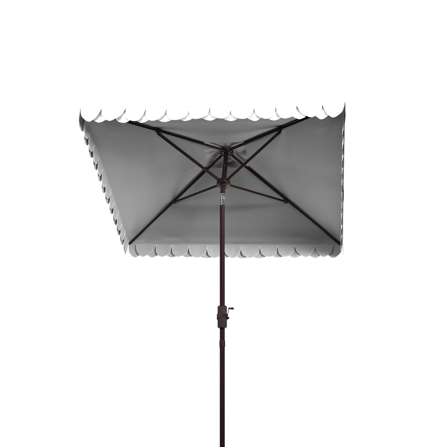SAFAVIEH 7.5ft Outdoor Patio Umbrella, Square, Valance, Ivory & Black, Auto Crank Tilt, UV Resistant for Deck, Backyard, Poolside (PAT8406E)