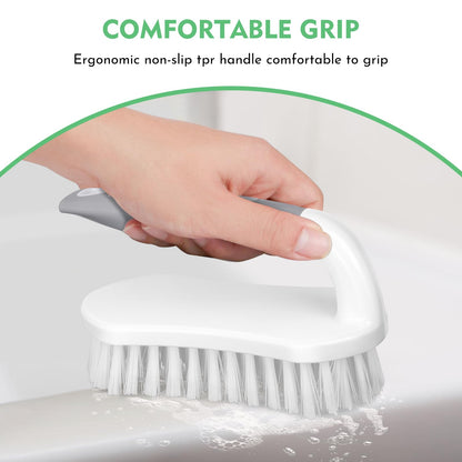 SetSail Scrub Brush, Heavy-Duty Scrub Brushes for Cleaning with Stiff Bristles Cleaning Brush for Shower, Bathroom, Carpet, Kitchen and Bathtub Scrubber - 4 Pack