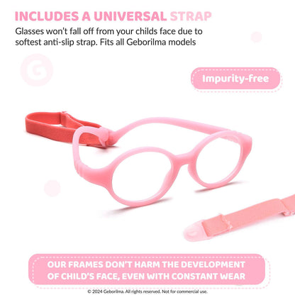 Geborilma Cute Baby Glasses 0-6 Months - XXS Round Infant Glasses with Strap - Clear Lens Newborn Spectacles
