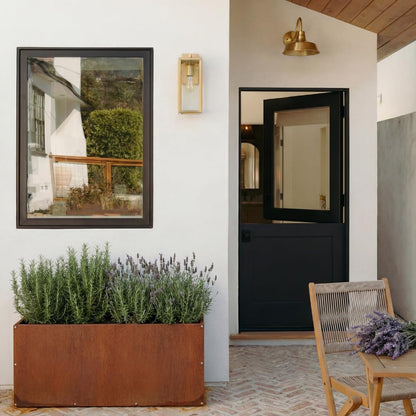 DIY CARTEL Corten Steel Rectangular Outdoor Planter Box, Rustic & Modern Farmhouse Design, Large Raised Metal Garden Bed for Commercial & Residential Use (36in x 12in x 16in)