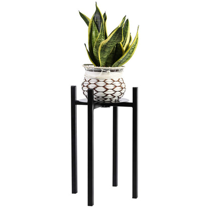 Sunnyglade Plant Stand Metal Potted Plant Holder Sturdy, Galvanized Steel Pot Stand with Stylish Mid-Century Design, Medium for Indoor, Outdoor House, Garden & Patio (15" High)