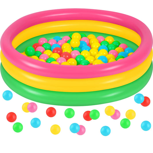Honoson Inflatable Kiddie Pool Baby Pool with 50 Pcs Balls, Inflatable Swimming Pools Blow up for Beach Water Play Backyard Summer Indoor and Outdoor Party Supplies(35.4 Inch)