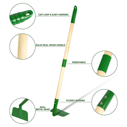 Duckura Kids Gardening Tools Set - 7pcs Wheelbarrow Set for Kids with Shovel, Rake, Leaf Rake, Summer Outdoor Yard Digging Weed Birthday Gifts Toys, Easter for Boys Girls Age 2 3+ Years(Green)