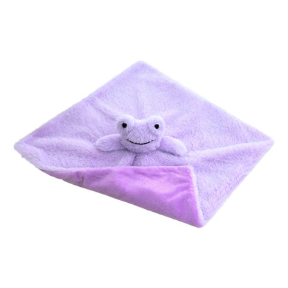 Doindute Baby Purple Soft Frog Stuffed Animal Security Blanket, Plush Frog Character Lovey Blanket, Baby Shower/Nursery Gift, Newborn Infant Toddler Snuggle Blankie for Girls Boys, 14 Inches