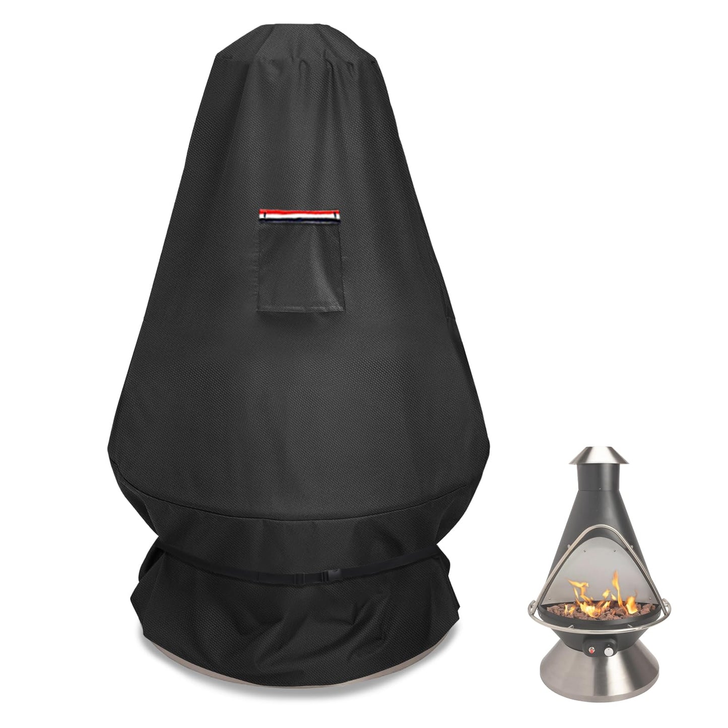 CHC-601 Chimenea Propane Fire Pit Heater Cover,Heavy Duty 600D Waterproof Cover Compatible with COH-600 Chimenea Propane Fire Pit,31"D x 31"W x 48"H,Black