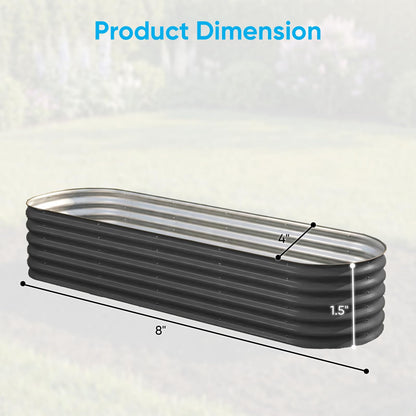 TABU Galvanized Raised Garden Bed Outdoor, 8x4x1.5 Ft Metal Planter Box with Anti-Cutting Edge, Rust-Resistant Garden Bed Kit for Outdoor Gardening, for Vegetables, Flowers, Herbs, Grey
