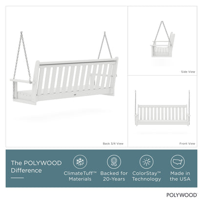 POLYWOOD GNS60WH Vineyard 60" Swing, White
