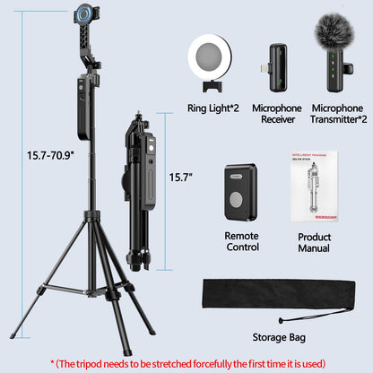 yAyusi Magnetic Vlogging Kit for iPhone/Android, 70.9" Auto Face Tracking Tripod for iPhone with Light, Microphone/Remote Control, Content Creator Essentials Starter Kit for TikTok and YouTube
